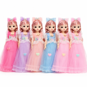 Princess Doll for Girls Pack of 3 Doll's – Long Gown Fashion Doll Toy with Soft Dress, Cute Hair Bow & Assorted Colors – Kids Gift Doll