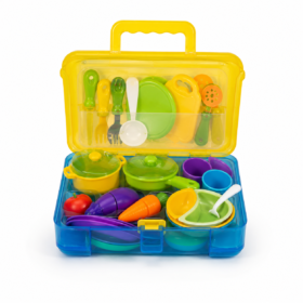 Kids Kitchen Set Toy Portable Pretend Play Cooking Set for Boys & Girls – Mini Kitchen Utensils Toy Set, Assorted Colors, 3+ Years