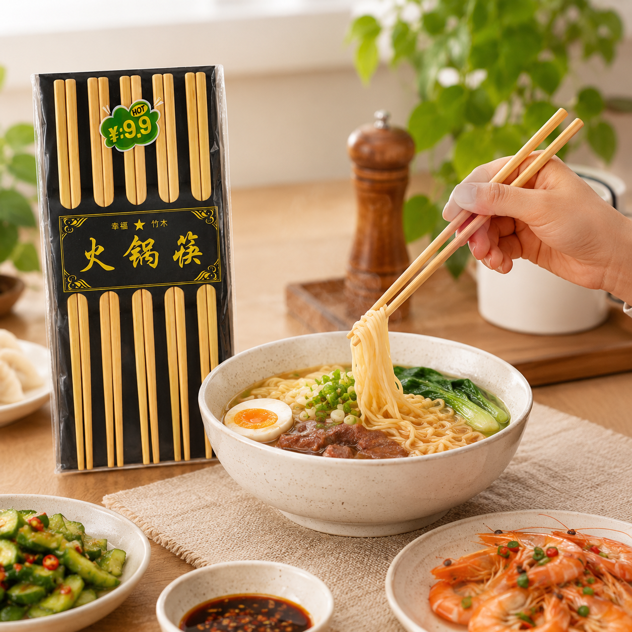 5 Pairs Long Bamboo Hot Pot Chopsticks – Reusable Wooden Chopsticks for Noodles, Sushi, BBQ, Chinese Dining & Kitchen Use - Image 9