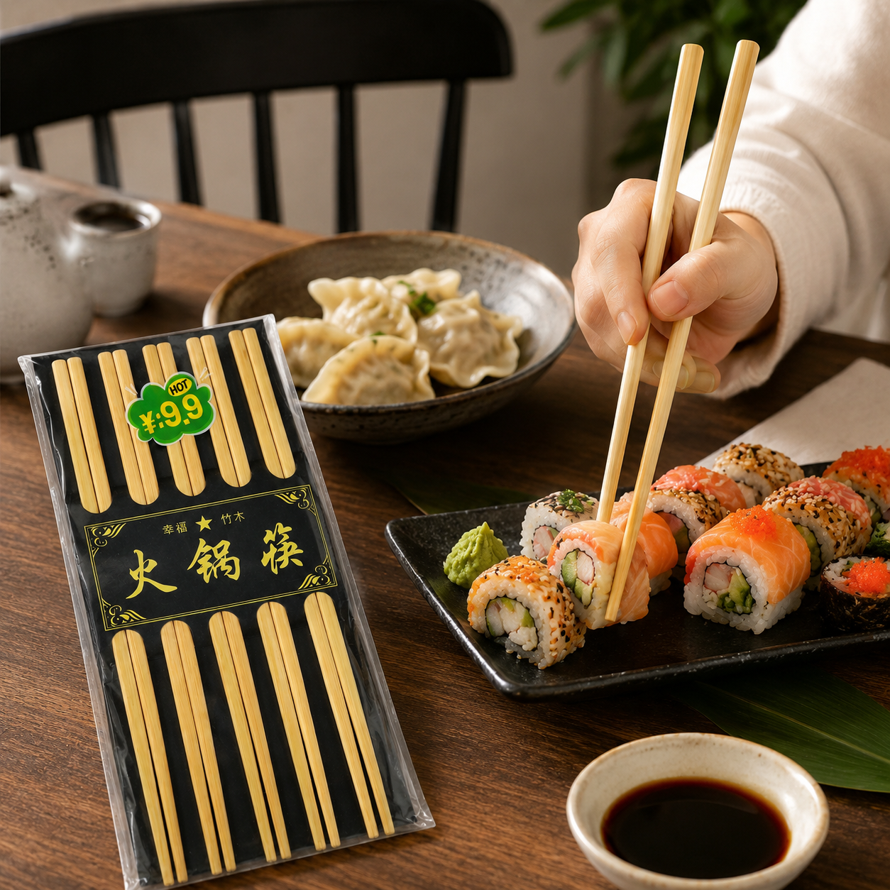 5 Pairs Long Bamboo Hot Pot Chopsticks – Reusable Wooden Chopsticks for Noodles, Sushi, BBQ, Chinese Dining & Kitchen Use - Image 8