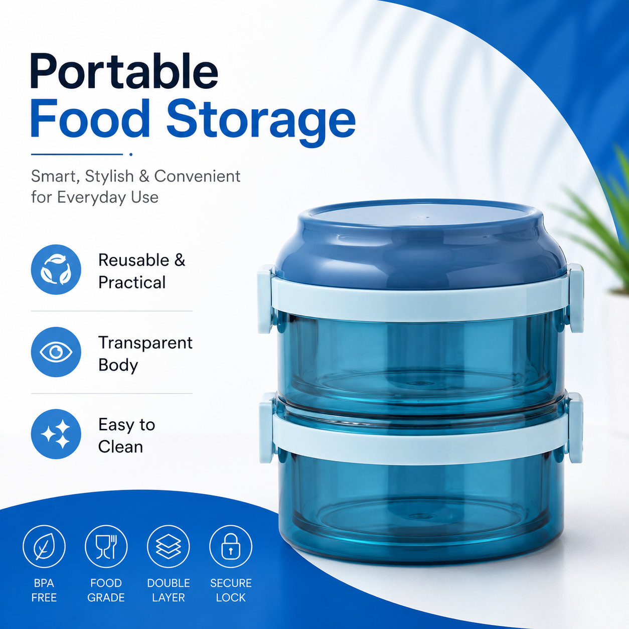 2 Layer Stainless Steel Lunch Box for Kids & Adults – Round Tiffin Food Container with Lock Clips, Portable Lunch Carrier for School Office Travel - Image 8