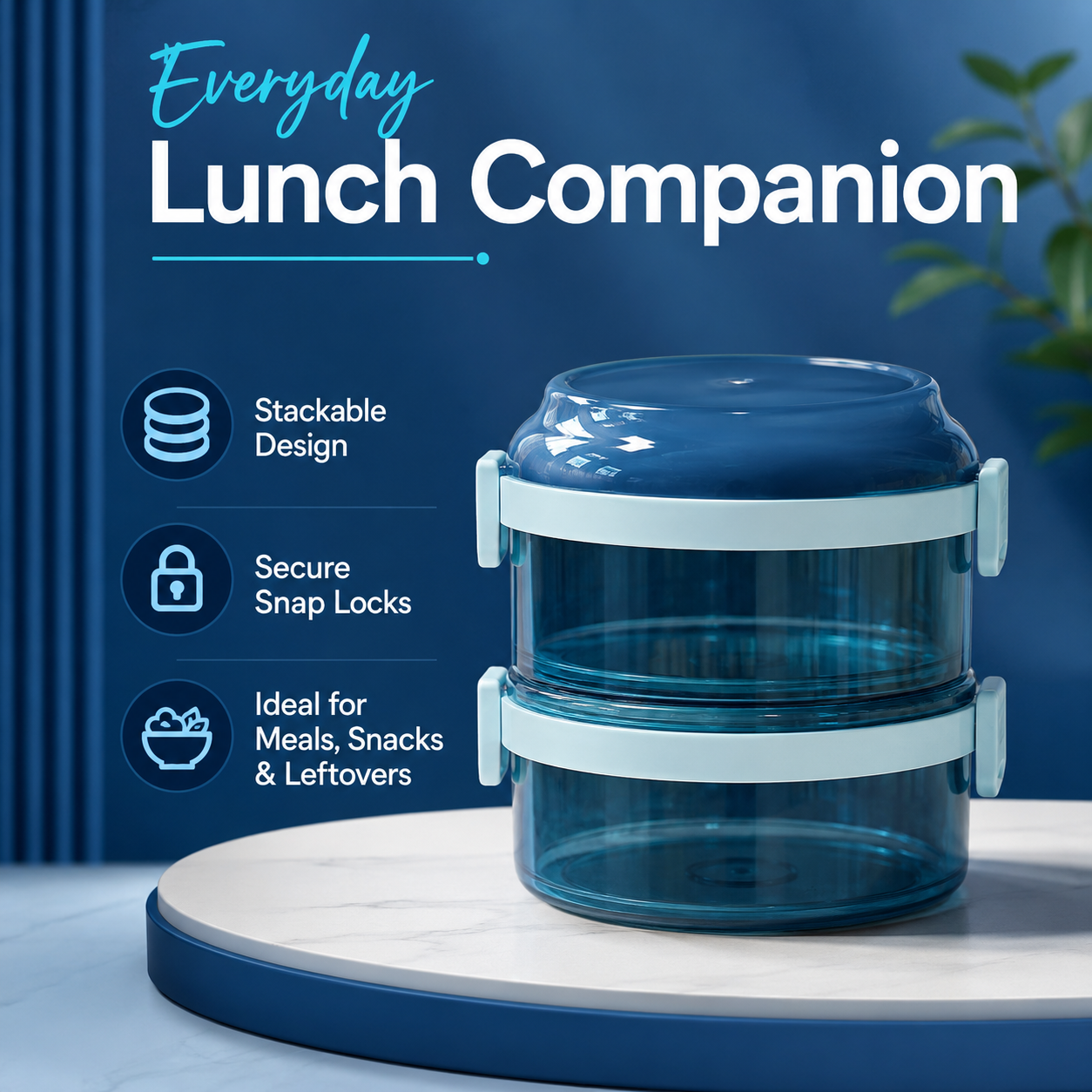 2 Layer Stainless Steel Lunch Box for Kids & Adults – Round Tiffin Food Container with Lock Clips, Portable Lunch Carrier for School Office Travel - Image 7