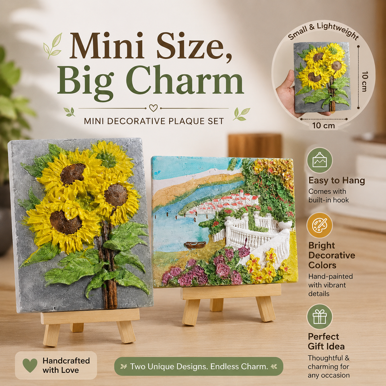 3D Embossed Decorative Wall Art Plaque – Floral Sunflower & Scenery Resin Style Wall Hanging Frame for Home, Bedroom, Living Room & Gift, Assorted Design - Image 8