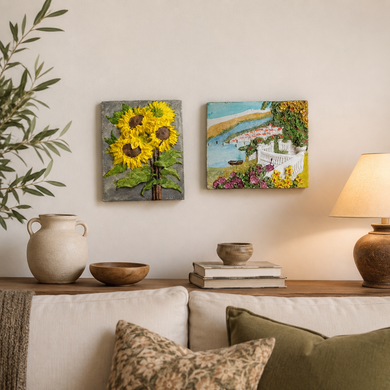 3D Embossed Decorative Wall Art Plaque – Floral Sunflower & Scenery Resin Style Wall Hanging Frame for Home, Bedroom, Living Room & Gift, Assorted Design - Image 5