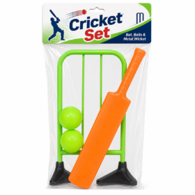 Complete Kids Cricket Set with Plastic Bat, Balls & Metal Wicket – Outdoor Indoor Toy Cricket Kit for Boys & Girls, Lightweight Practice Sports Game Set for Children