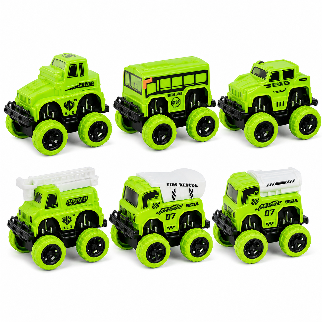 6 Pcs Mini Off Road Climbing Car Set for Kids – Big Wheel Toy Cars, Monster Truck Vehicle Pack, Push Play Cars for Boys & Girls, Assorted Designs