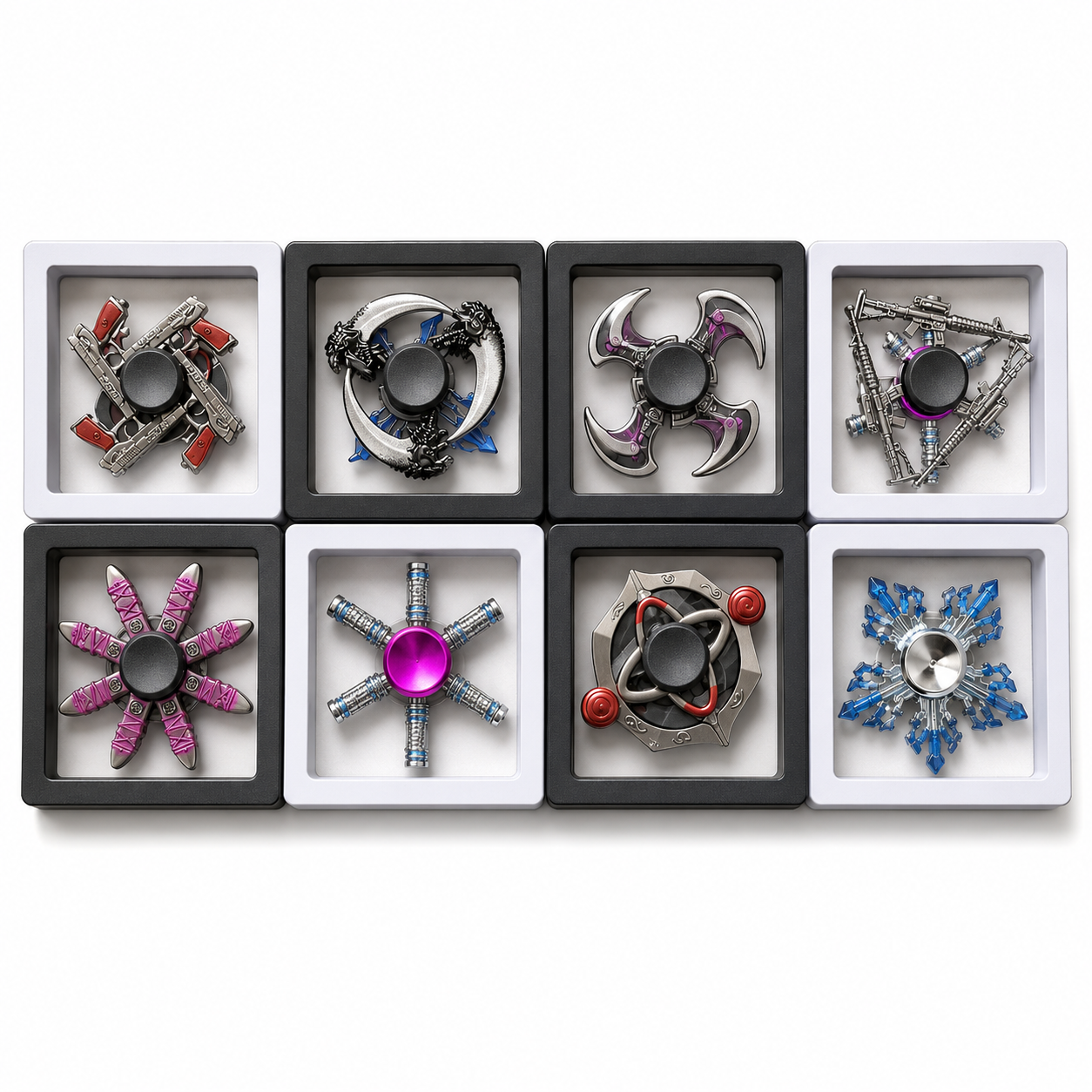 Metal Fidget Spinner Toy in Box – Assorted Hand Spinner Stress Relief Toy for Kids & Adults, Smooth Bearing Finger Spinner