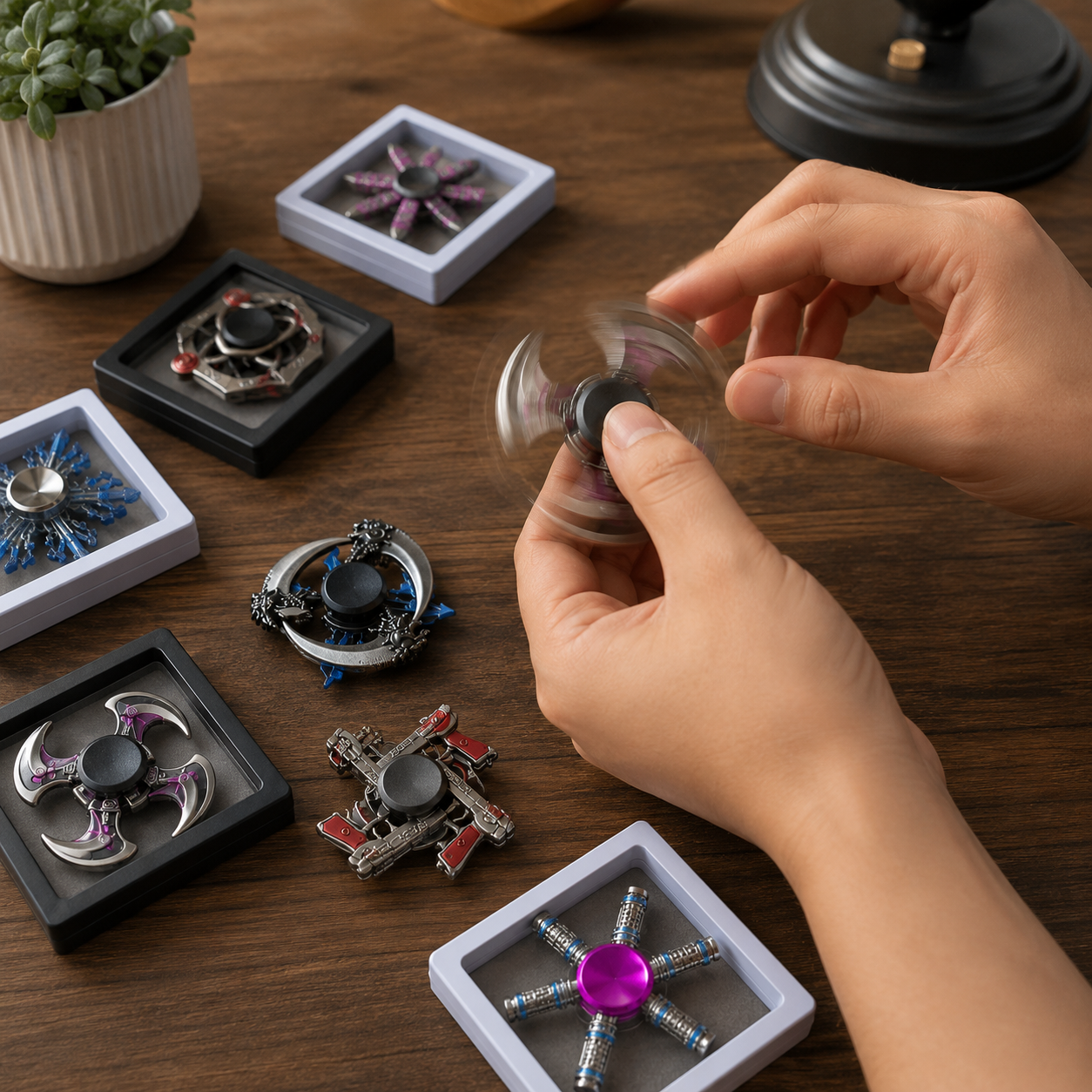 Metal Fidget Spinner Toy in Box – Assorted Hand Spinner Stress Relief Toy for Kids & Adults, Smooth Bearing Finger Spinner - Image 9