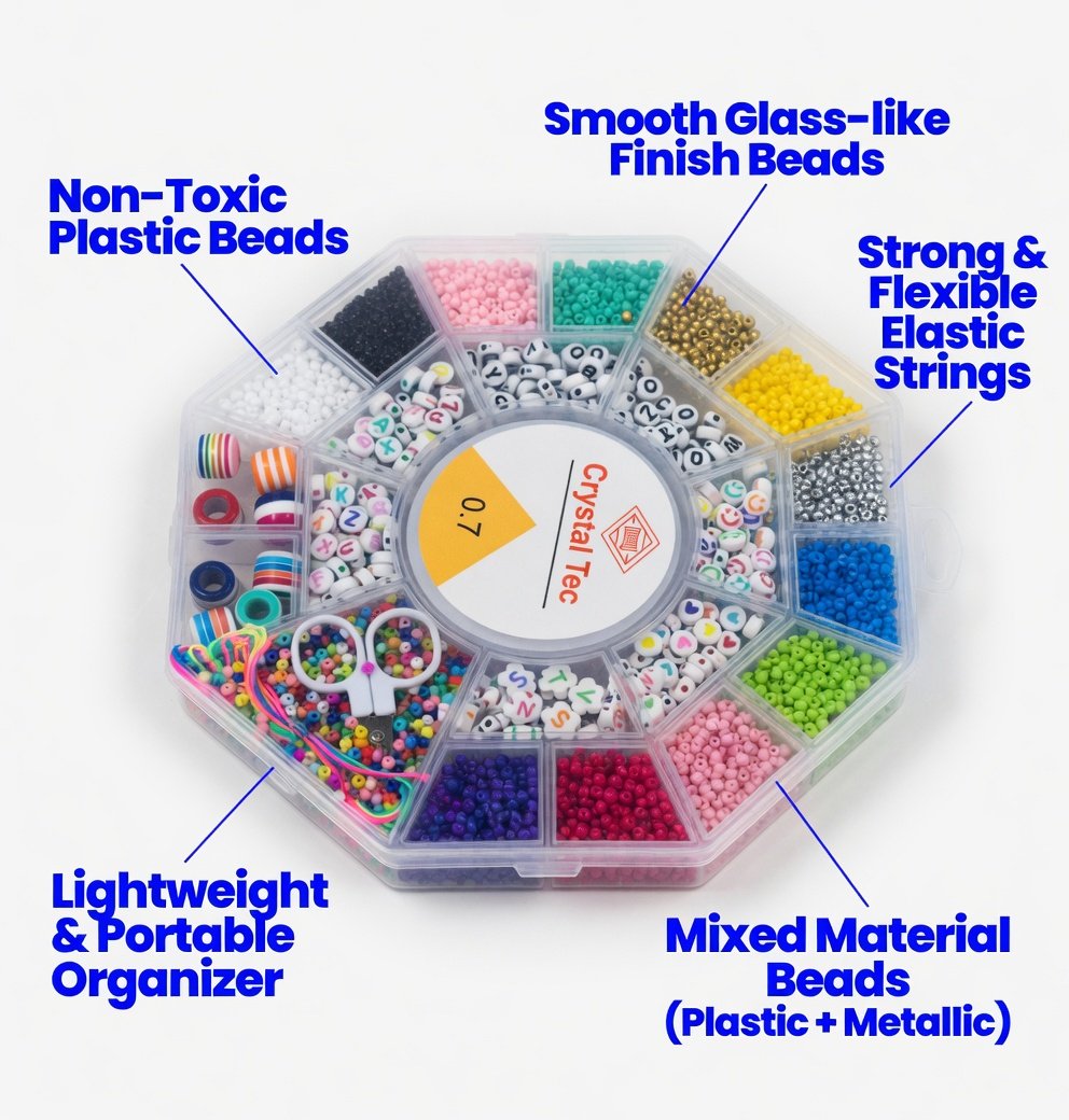 DIY Beads Jewelry Making Kit for Kids | Bracelet Necklace Making Set with Colorful Beads, Charms, Thread & Storage Box | Girls Craft Toy Ages 3+ - Image 4
