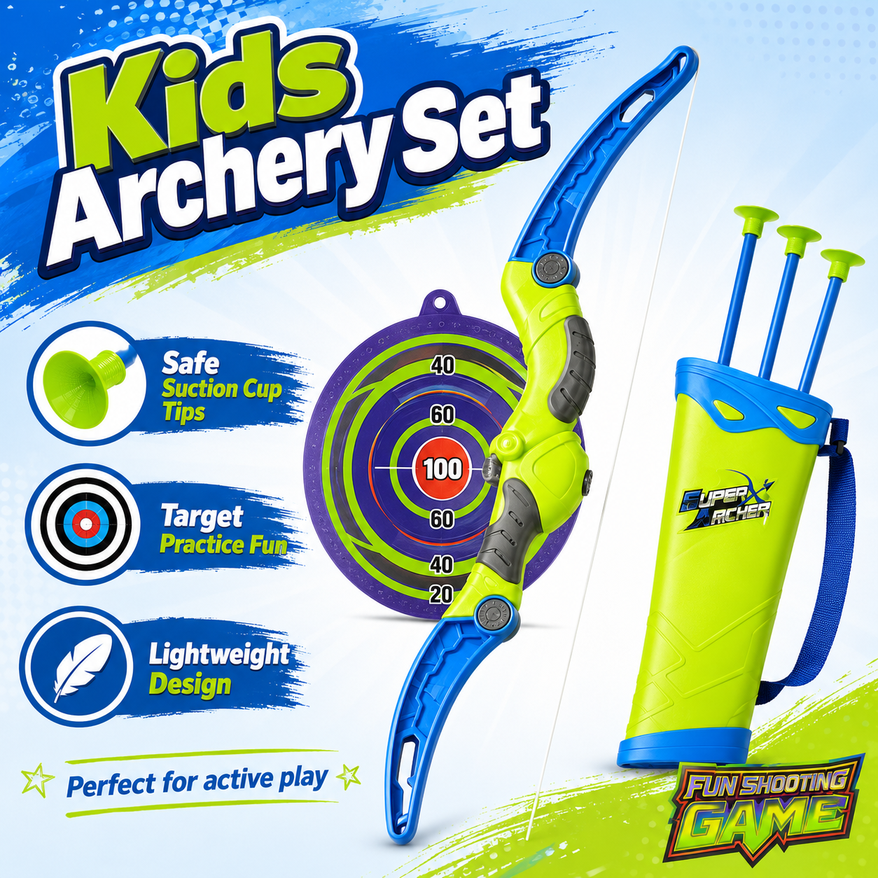 Super Archer Kids Bow & Arrow Toy Set – Suction Cup Arrow Shooting Game with Target Board & Quiver for Outdoor Play, Birthday Gift & Kids Sports Fun - Image 5