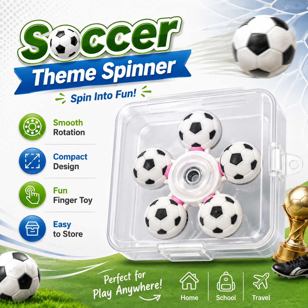 Mini Cartoon Fidget Spinner Toy with Storage Box 2Pcs – Assorted Character Hand Spinner Stress Relief Spinning Toy for Kids – Pocket Size Gift Toy - Image 4