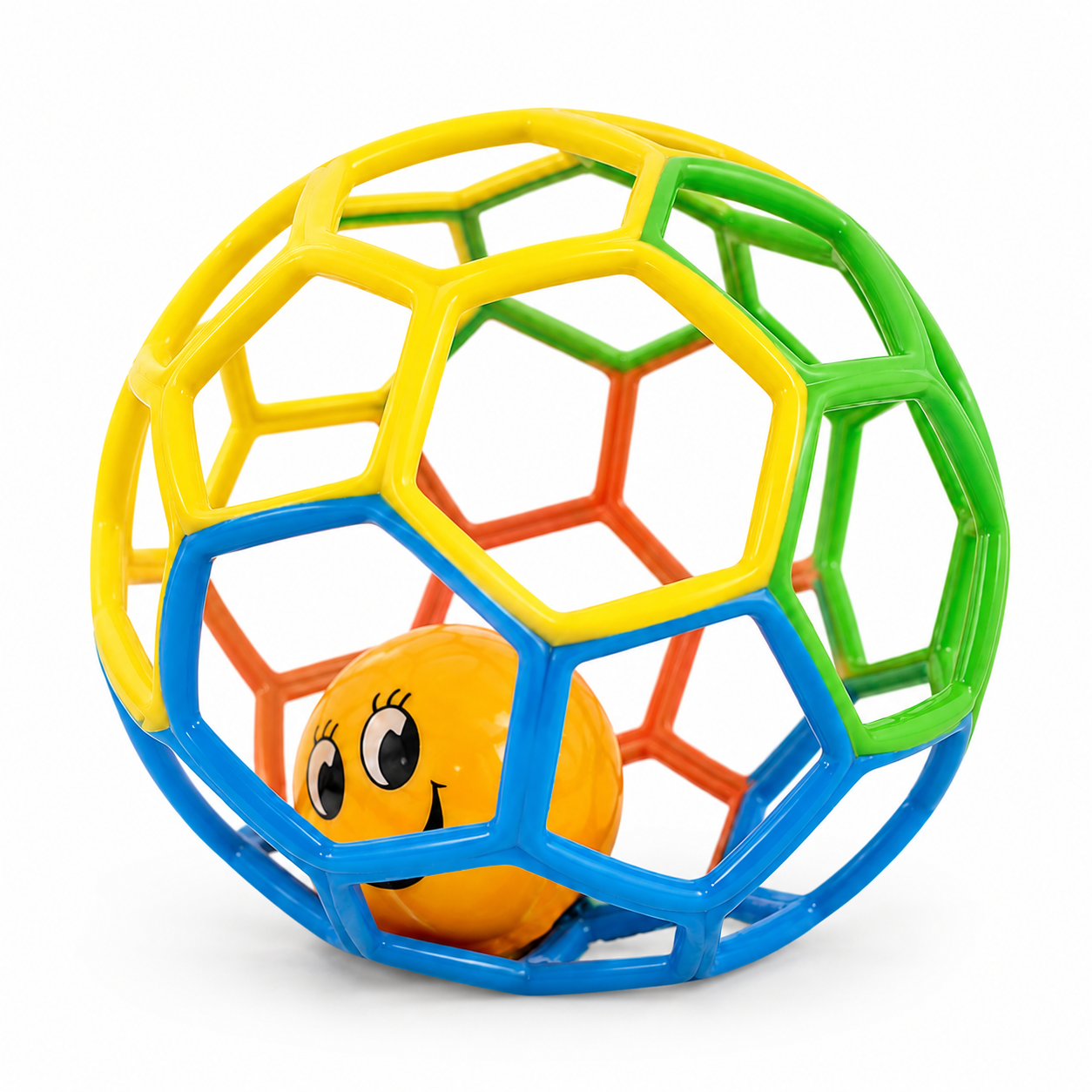 Baby Rattle Ball Toy – Colorful Grip Ball with Smiley Face Rattle for Babies & Toddlers | Sensory Rolling Toy