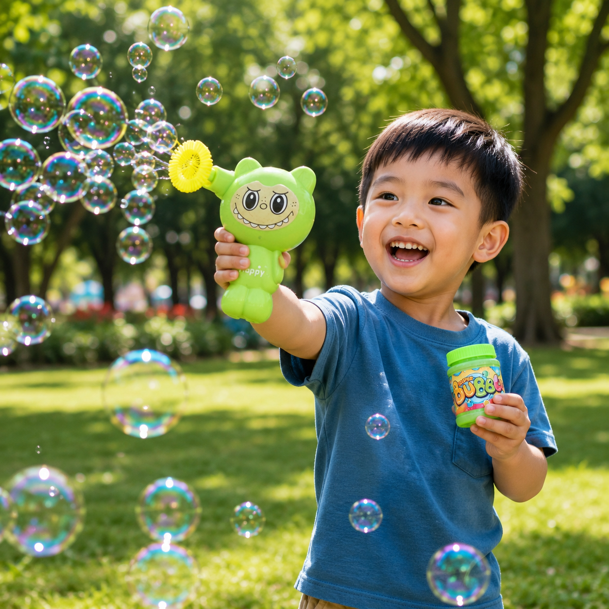 Kids Cartoon Bear Bubble Blower Toy Set with Bubble Solution – Manual Bubble Maker Outdoor Play Toy for Boys & Girls 3+ Years - Image 4