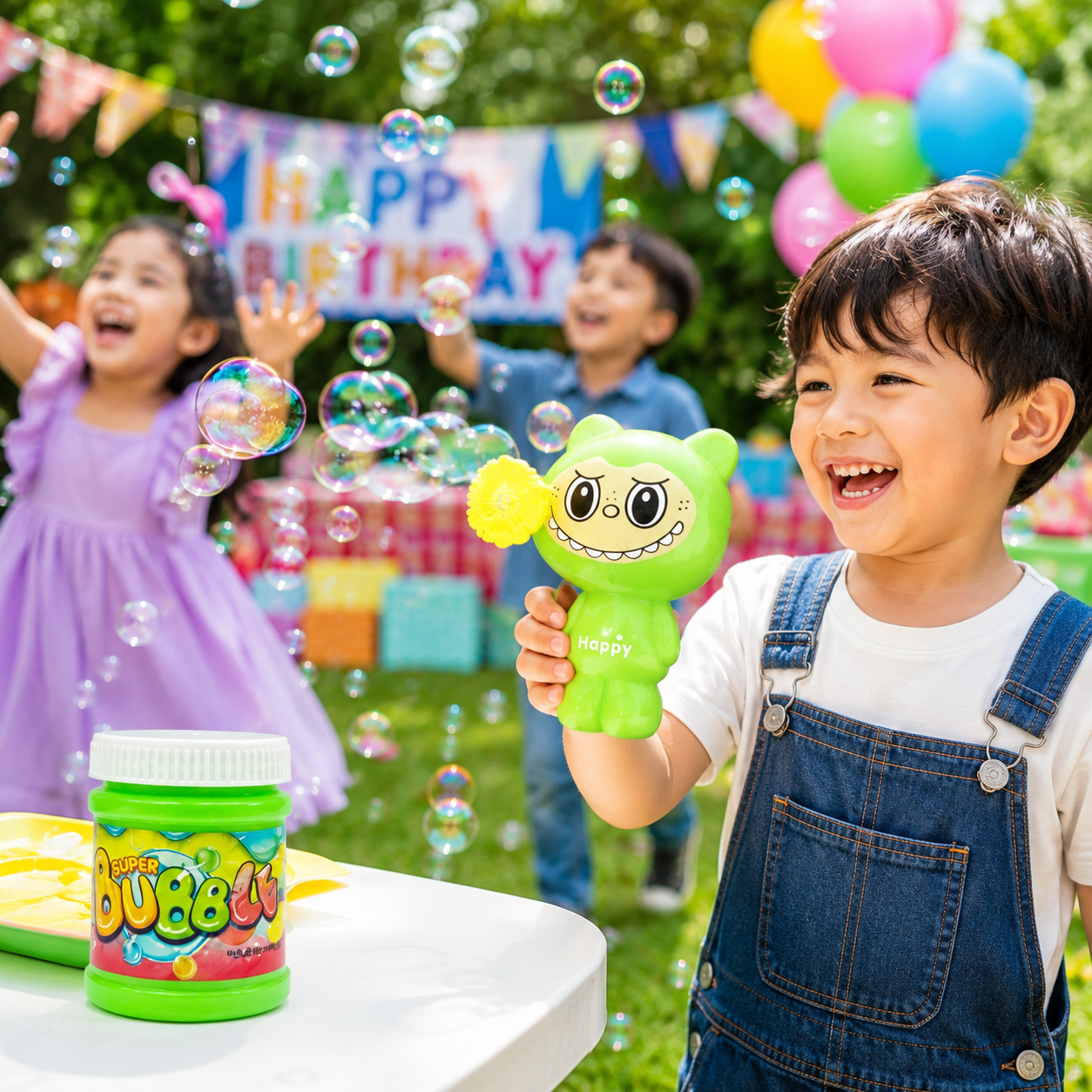 Kids Cartoon Bear Bubble Blower Toy Set with Bubble Solution – Manual Bubble Maker Outdoor Play Toy for Boys & Girls 3+ Years - Image 2