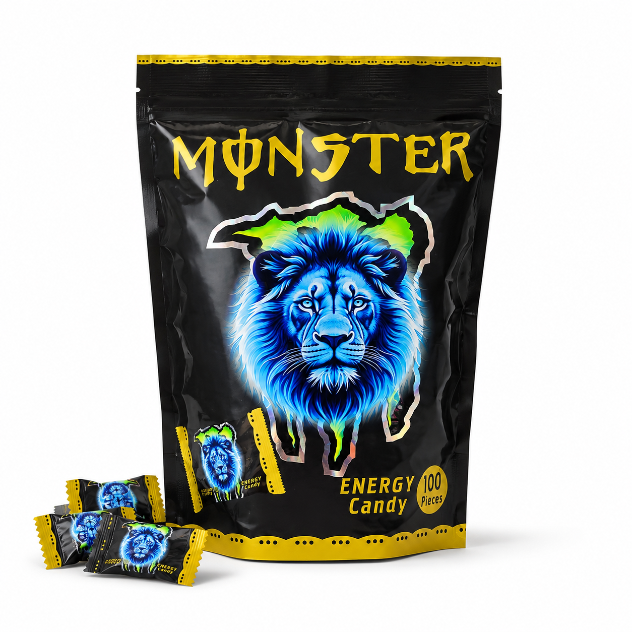 Monster Energy Candy Pack – 100 Pieces Individually Wrapped Candy for Parties, Shops, Gift Bags, Events & Daily Sweet Treats