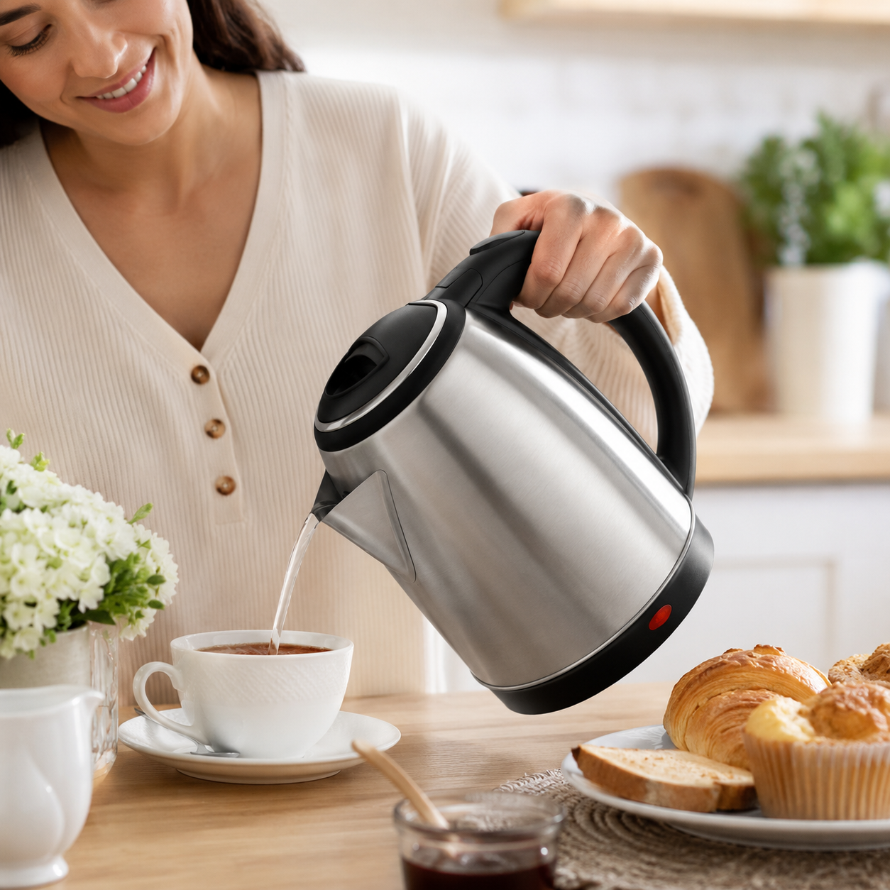 Panasonic Electric Kettle 1.8L 1500W – Stainless Steel Cordless Water Boiler, Fast Heating Tea Kettle for Home, Office & Kitchen Use - Image 4