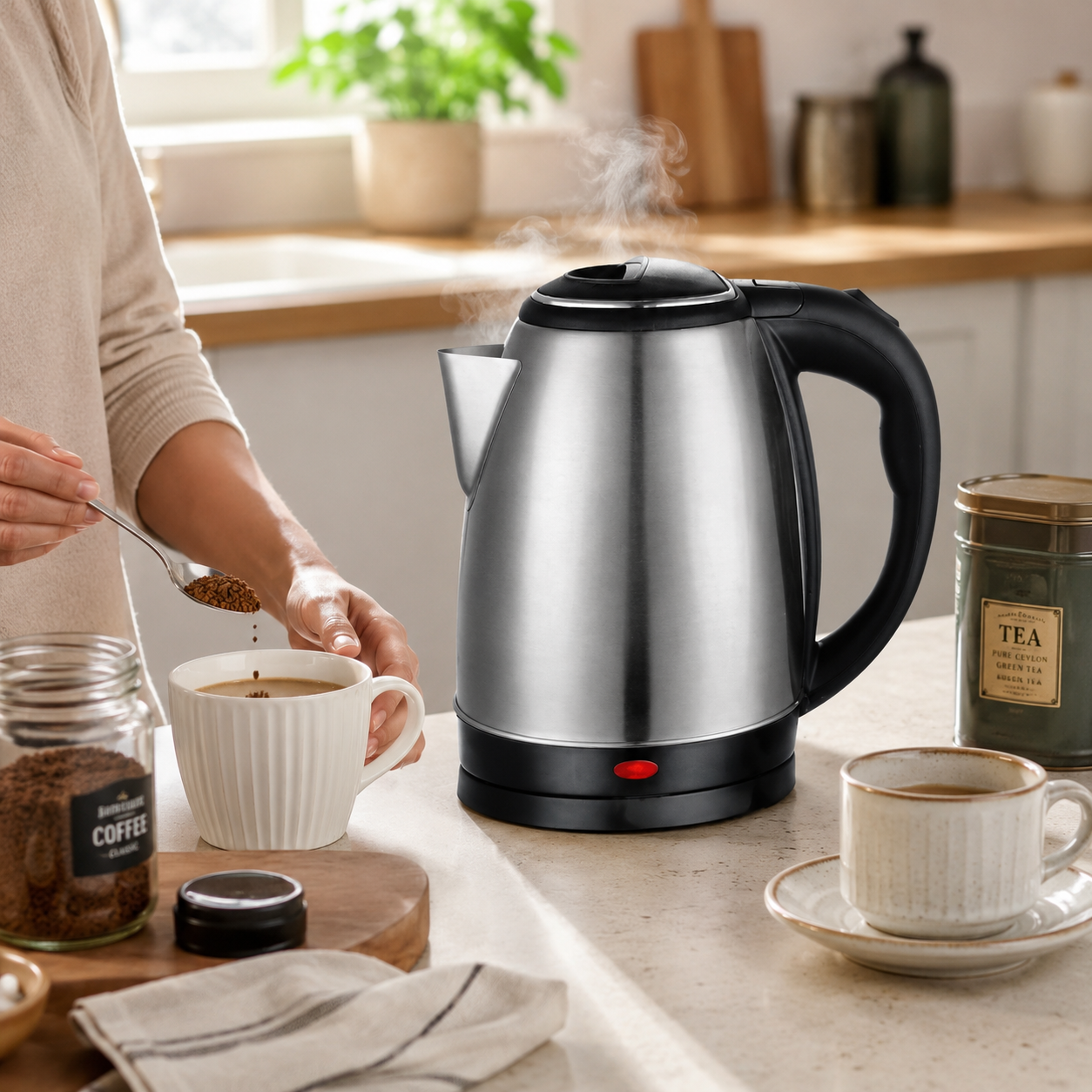 Panasonic Electric Kettle 1.8L 1500W – Stainless Steel Cordless Water Boiler, Fast Heating Tea Kettle for Home, Office & Kitchen Use - Image 3