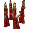 African Lady Statue Showpiece 1Piece – Resin Tribal Woman & Mother Child Figurine – Red & Gold Home Decor Sculpture for Living Room, Office, Shelf & Table Decoration