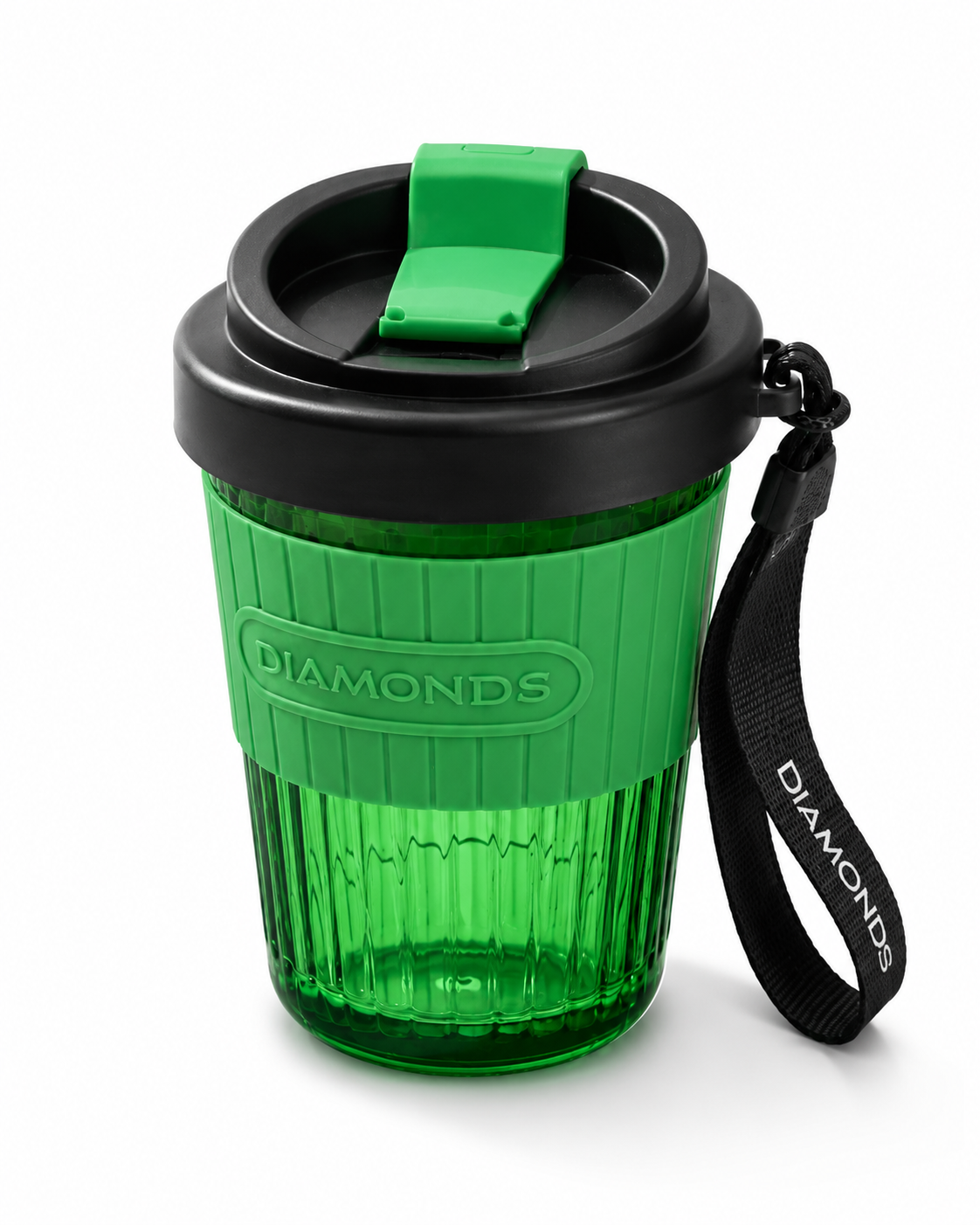 Diamond Design Travel Tumbler Cup with Lid & Strap – Portable Plastic Drinking Cup for Water, Juice, Coffee & Cold Drinks – Flip Lid Cup for Office, School, Gym & Travel – Assorted Color - Image 5
