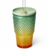 Diamond Texture Tumbler Cup with Straw & Lid – Reusable Acrylic/Plastic Drinking Cup for Water, Juice, Iced Coffee, Smoothies & Cold Drinks – Assorted Colors