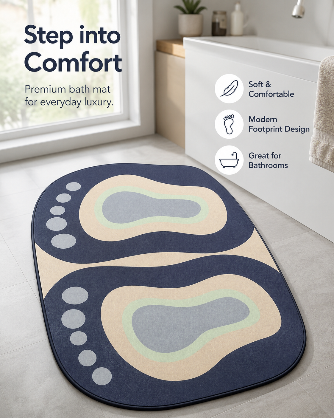 Modern Abstract Floor Rug for Bedroom & Living Room – Soft Printed Area Mat, Bedside Carpet, Decorative Room Rug for Home, Office & Kids Room - Image 2