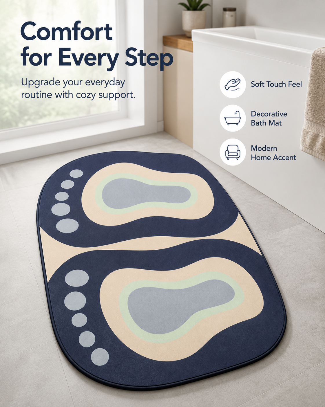Modern Abstract Floor Rug for Bedroom & Living Room – Soft Printed Area Mat, Bedside Carpet, Decorative Room Rug for Home, Office & Kids Room - Image 4