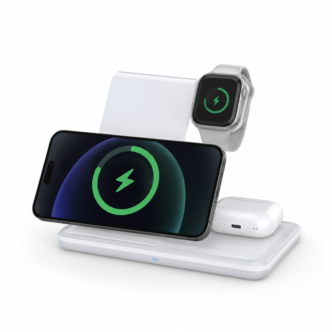 3 in 1 Wireless Charger Stand – Foldable Charging Dock for Mobile Phone, Smart Watch & Earbuds, Horizontal & Vertical Wireless Charging Station - Image 5