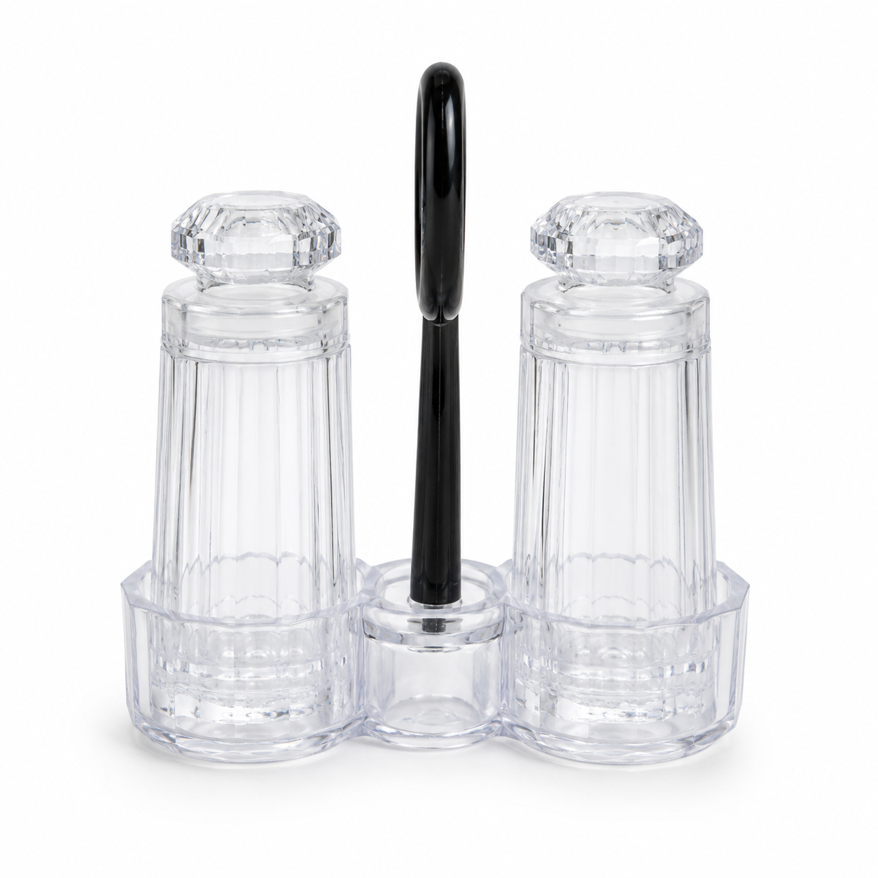 2 Pcs Crystal Style Seasoning Jar Set with Spoon – Transparent Salt, Sugar, Spice & Condiment Container for Kitchen Dining Table