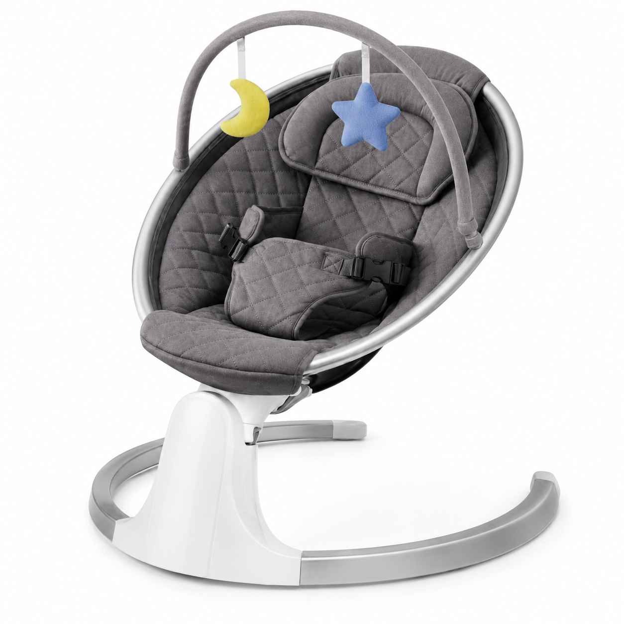 3-in-1 Deluxe Multifunctional Baby Bassinet and Rocker – Adjustable Infant Bouncer with Safety Harness and Hanging Toys