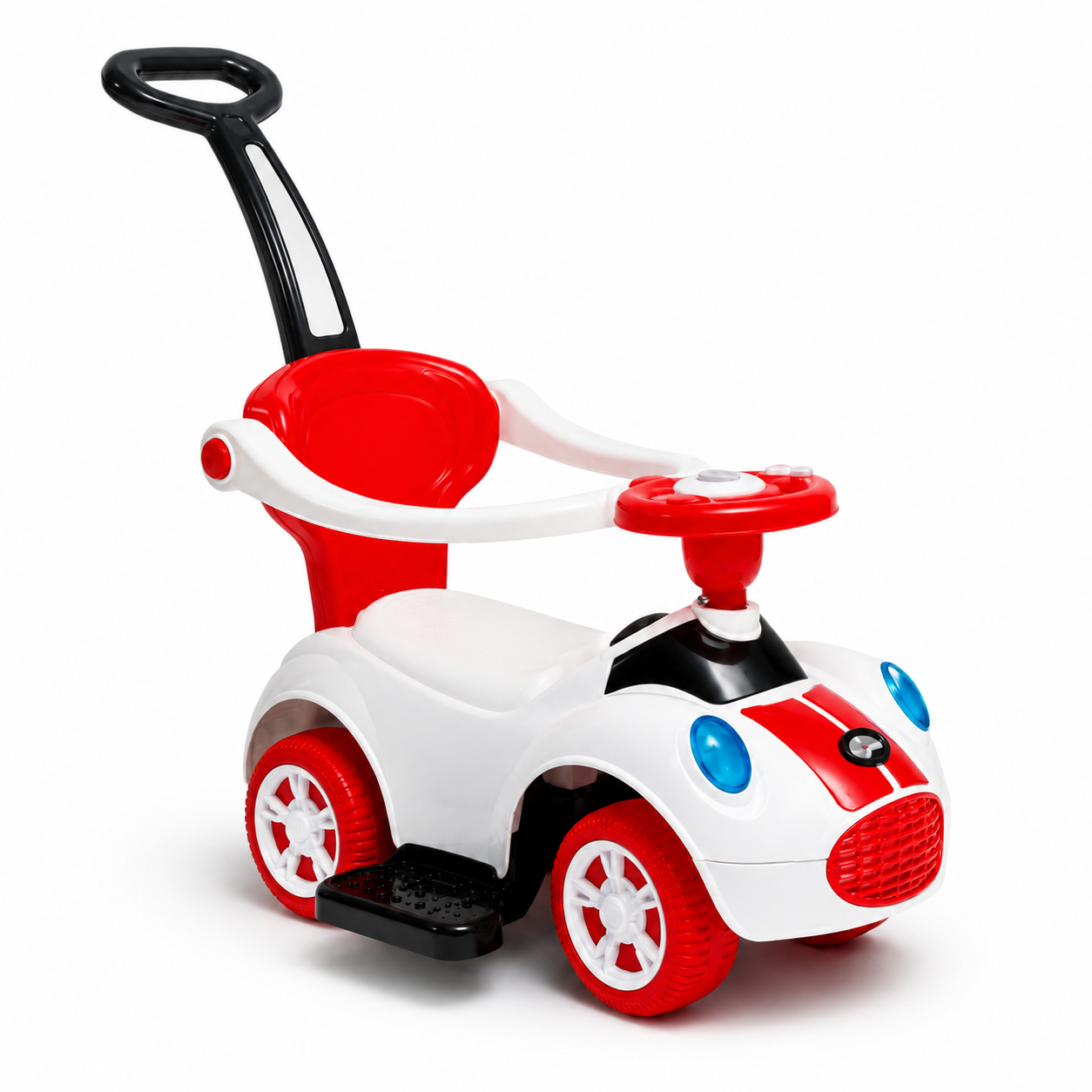 Kids Ride-On Push Car with Parent Handle and Footrests – Red & White - Image 8