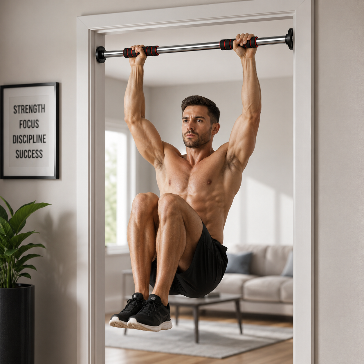Adjustable Doorway Pull-Up Bar with Foam Grips – No-Drill Home Gym Bar - Image 4