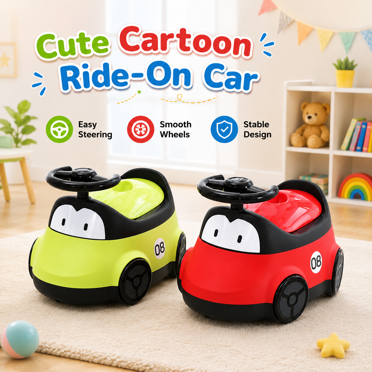 Kids Mini Ride-On Push Car with Steering Wheel – Foot-to-Floor Toddler Riding Toy for Boys and Girls - Image 3