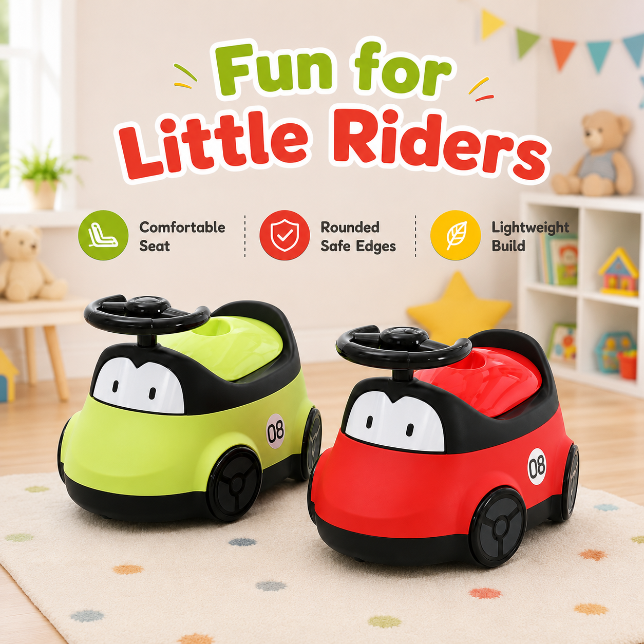 Kids Mini Ride-On Push Car with Steering Wheel – Foot-to-Floor Toddler Riding Toy for Boys and Girls - Image 2