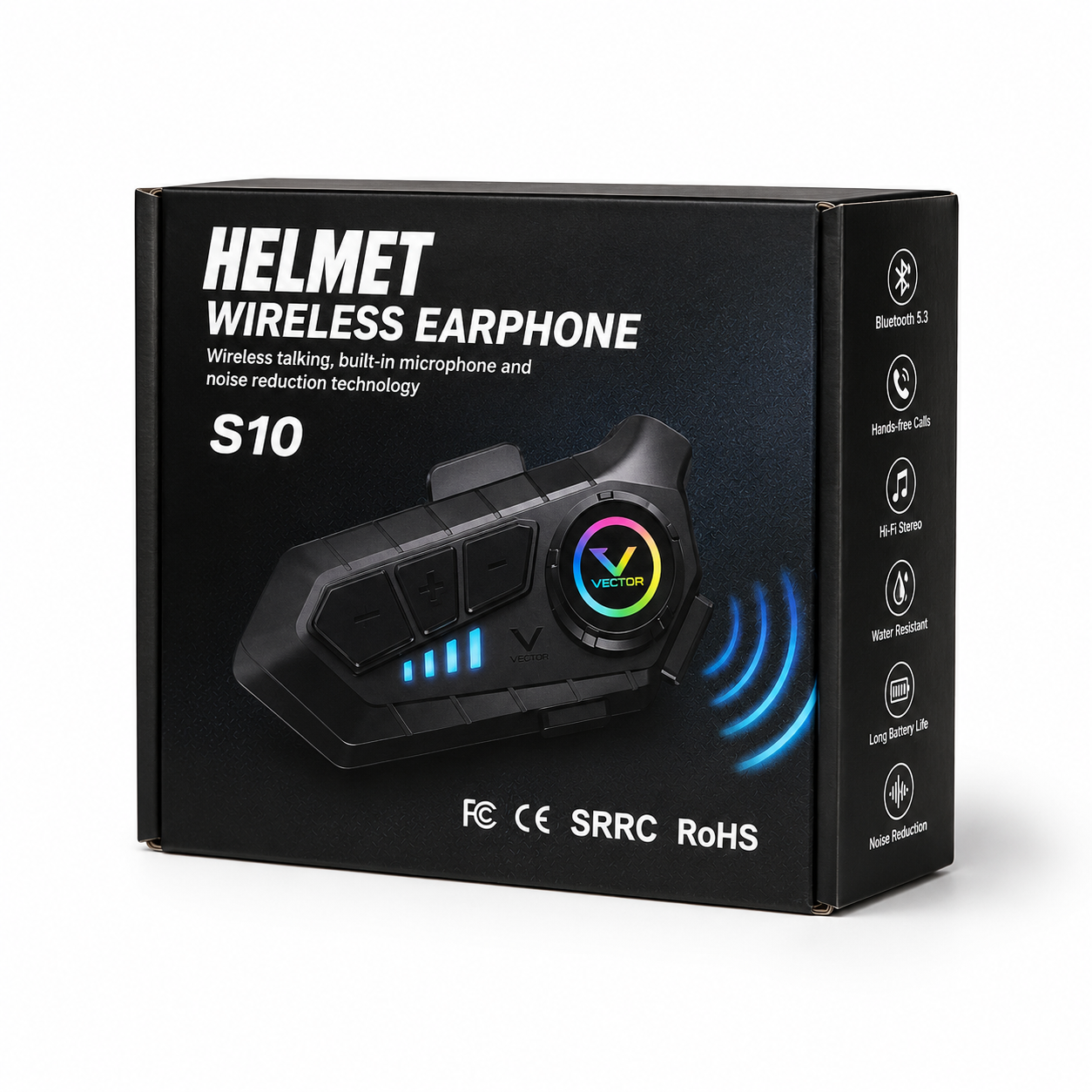 Vector Motorcycle Helmet Bluetooth Headset – Wireless Earphone with Microphone, Hands-Free Calling, Music and Noise Reduction - Image 9