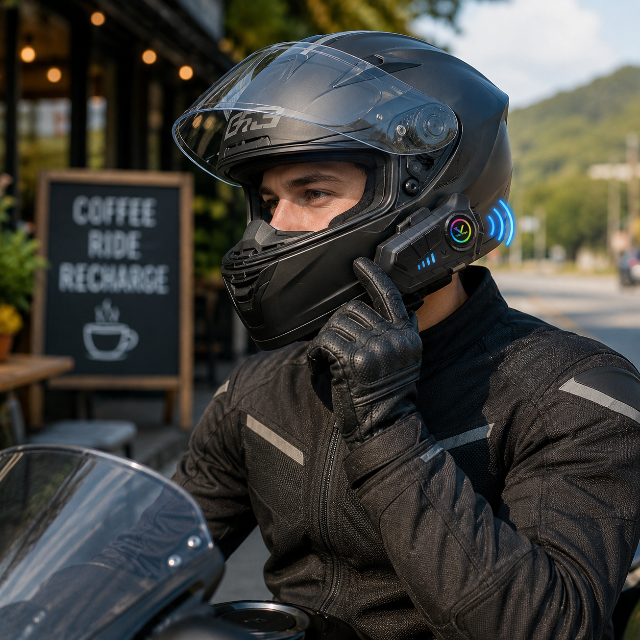 Vector Motorcycle Helmet Bluetooth Headset – Wireless Earphone with Microphone, Hands-Free Calling, Music and Noise Reduction - Image 5