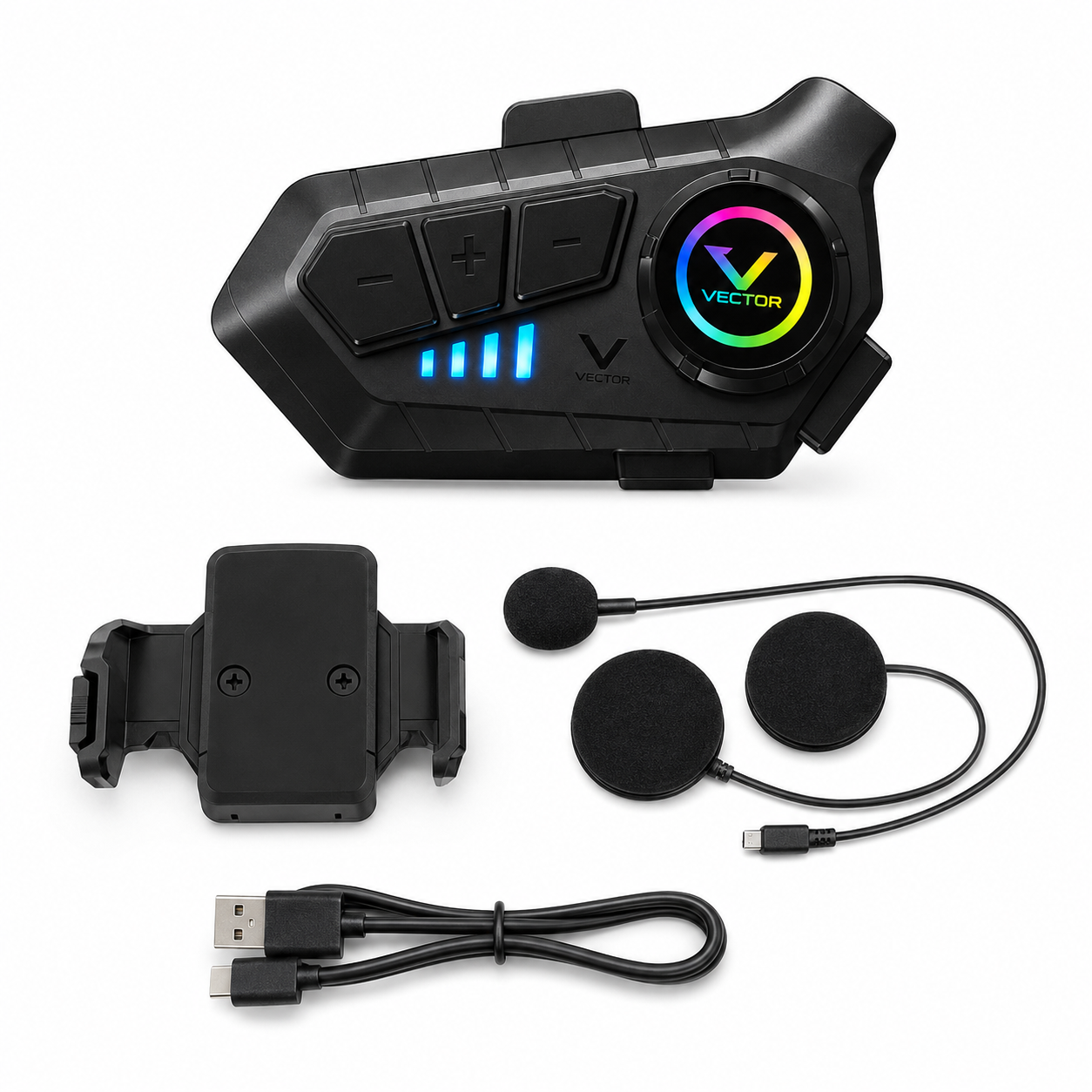 Vector Motorcycle Helmet Bluetooth Headset – Wireless Earphone with Microphone, Hands-Free Calling, Music and Noise Reduction