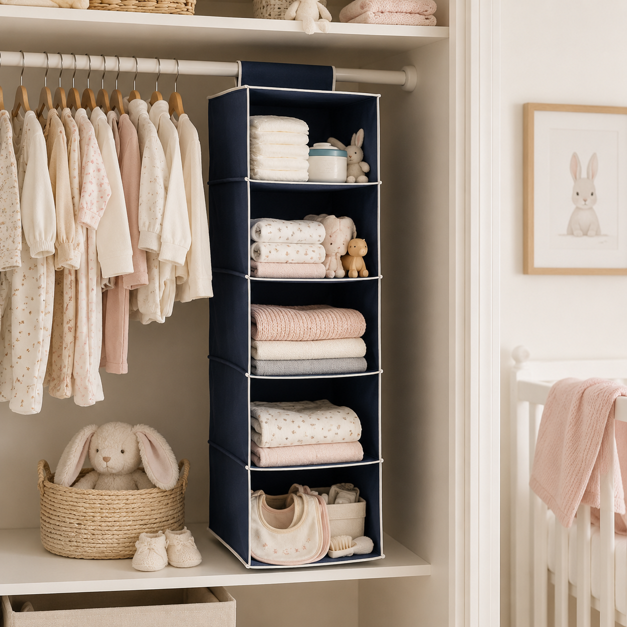 6-Shelf Hanging Closet Organizer – Foldable Fabric Wardrobe Storage Shelves for Clothes, Shoes and Accessories - Image 9