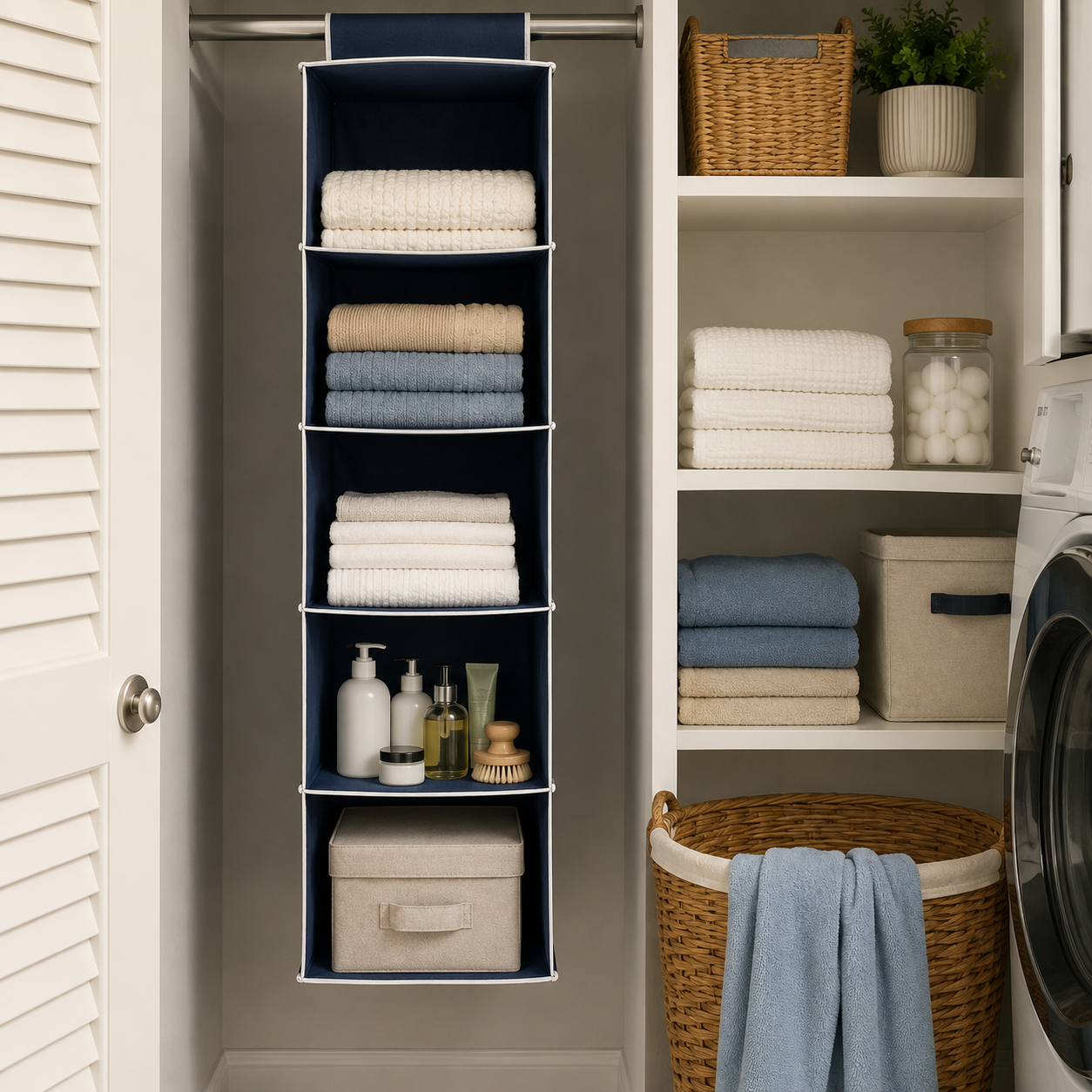 6-Shelf Hanging Closet Organizer – Foldable Fabric Wardrobe Storage Shelves for Clothes, Shoes and Accessories - Image 2