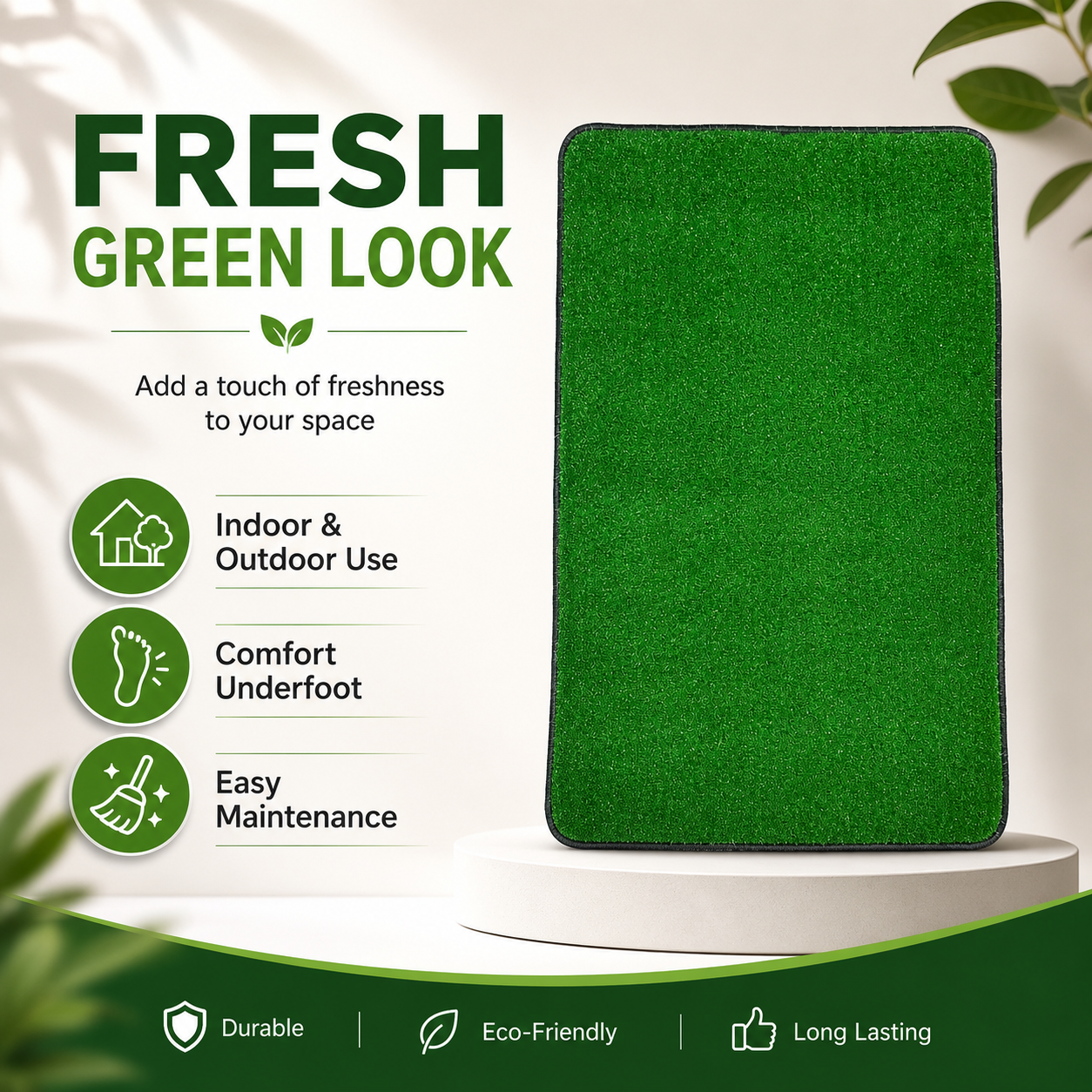 Artificial Grass Door Mat 60 × 90 cm – Green Indoor & Outdoor Rug - Image 3