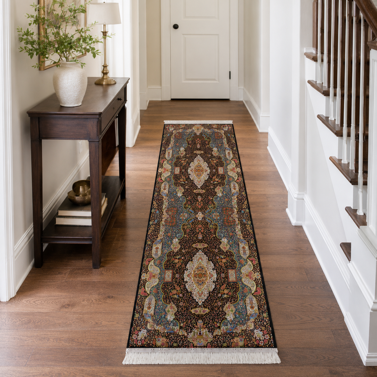 Persian-Style Decorative Runner Rug 6 ft × 2 ft – Traditional Floral Carpet with Fringed Edges - Image 4