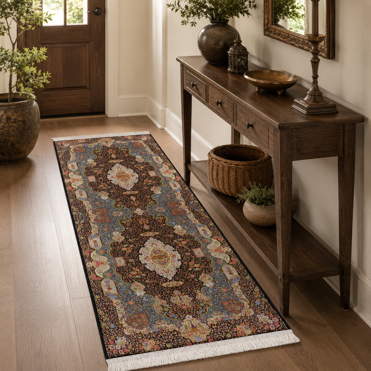 Persian-Style Decorative Runner Rug 6 ft × 2 ft – Traditional Floral Carpet with Fringed Edges - Image 7