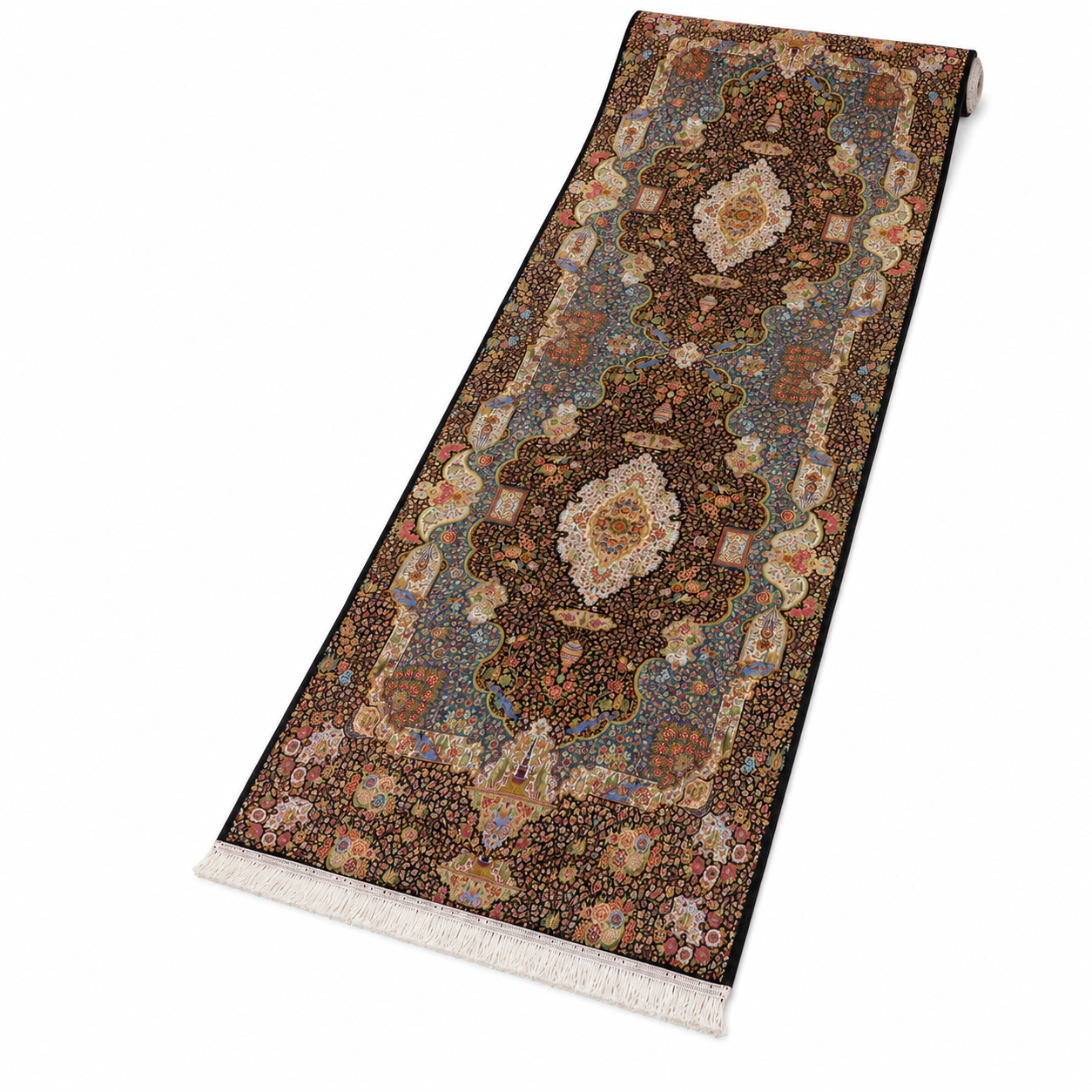 Persian-Style Decorative Runner Rug 6 ft × 2 ft – Traditional Floral Carpet with Fringed Edges