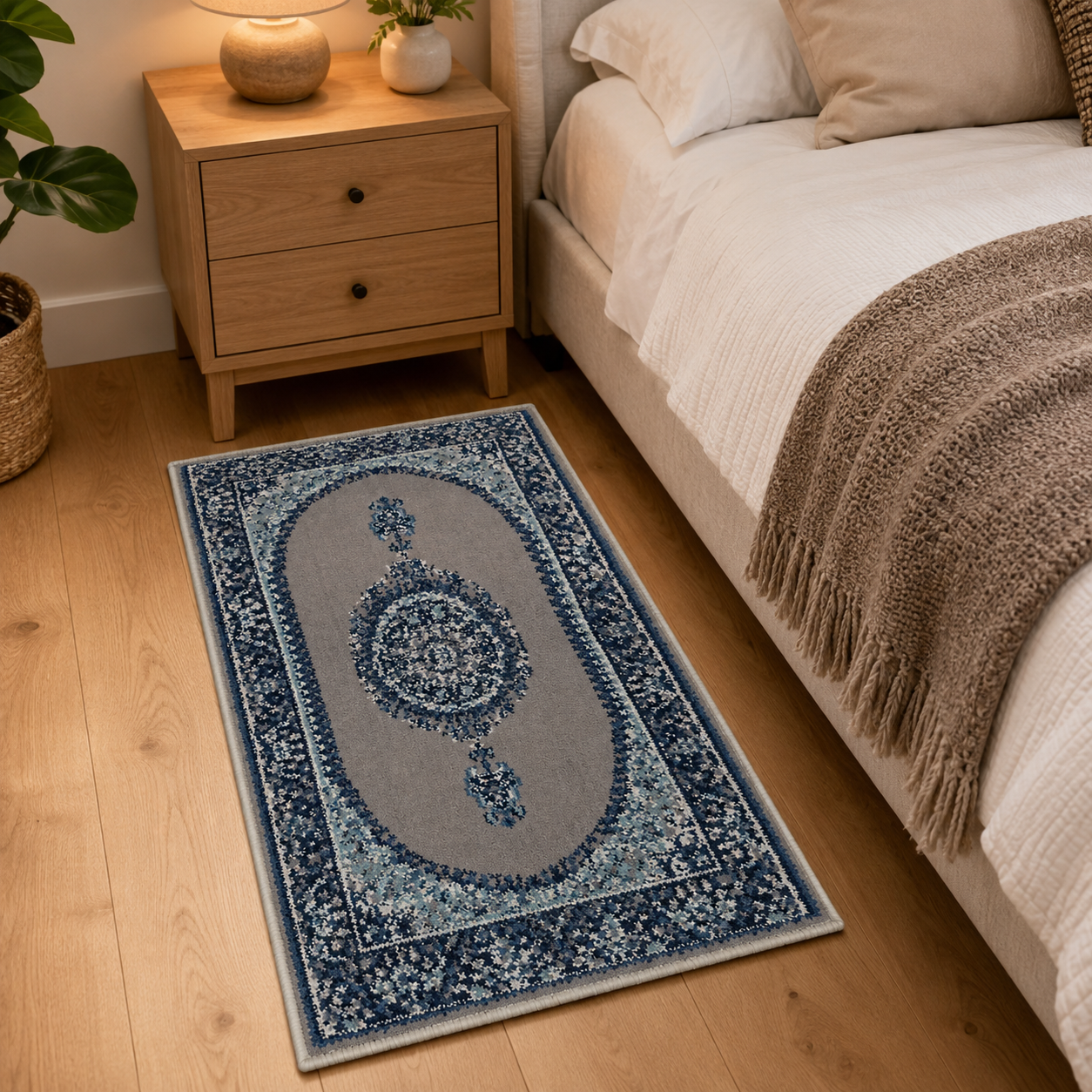 Traditional Persian-Style Small Area Rug – Soft Blue and Grey Decorative Carpet for Bedroom, Living Room and Entrance - Image 7