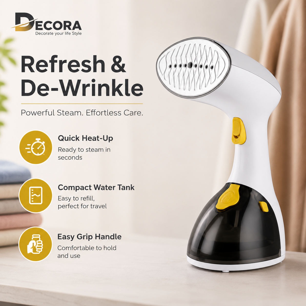 Handheld Garment Steamer 1500W – Portable Anti-Drip Clothes Steamer with Brush - Image 5