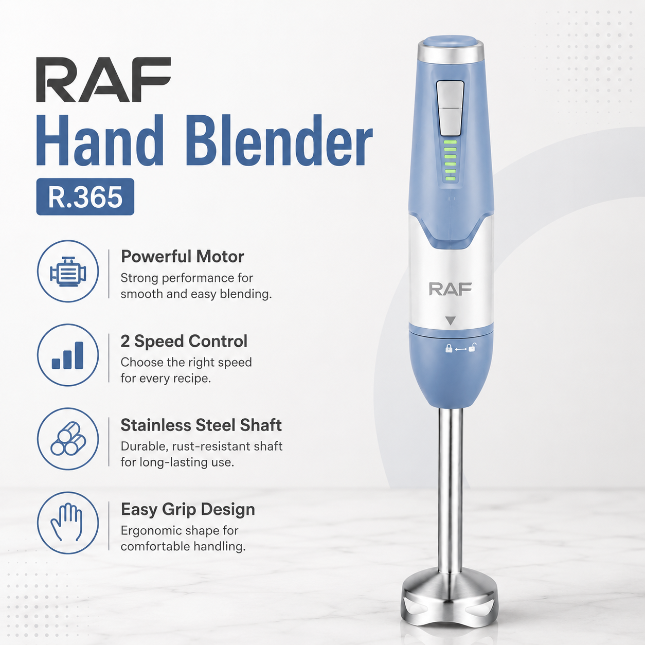 Electric Hand Blender – 2-Speed Stainless Steel Immersion Stick Blender 700W - Image 4