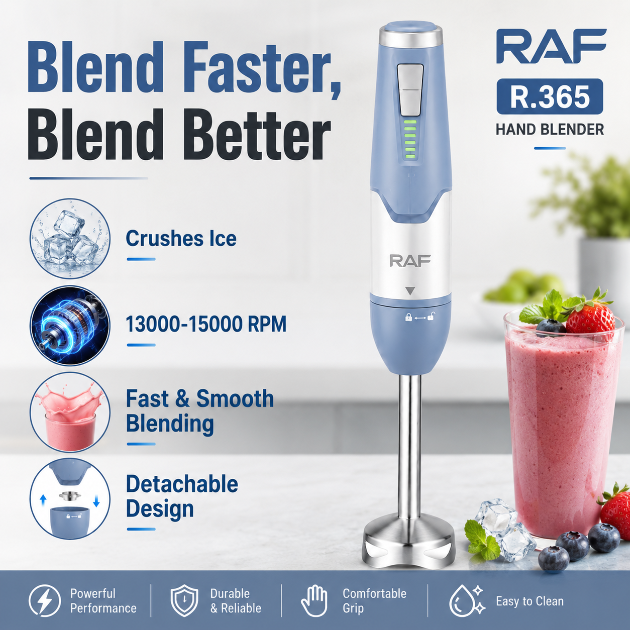 Electric Hand Blender – 2-Speed Stainless Steel Immersion Stick Blender 700W - Image 2