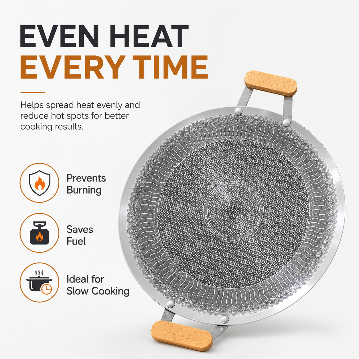 Premium Honeycomb Non-Stick Cooking Wok with Dual Wooden Handles – Multipurpose Frying Pan - Image 2
