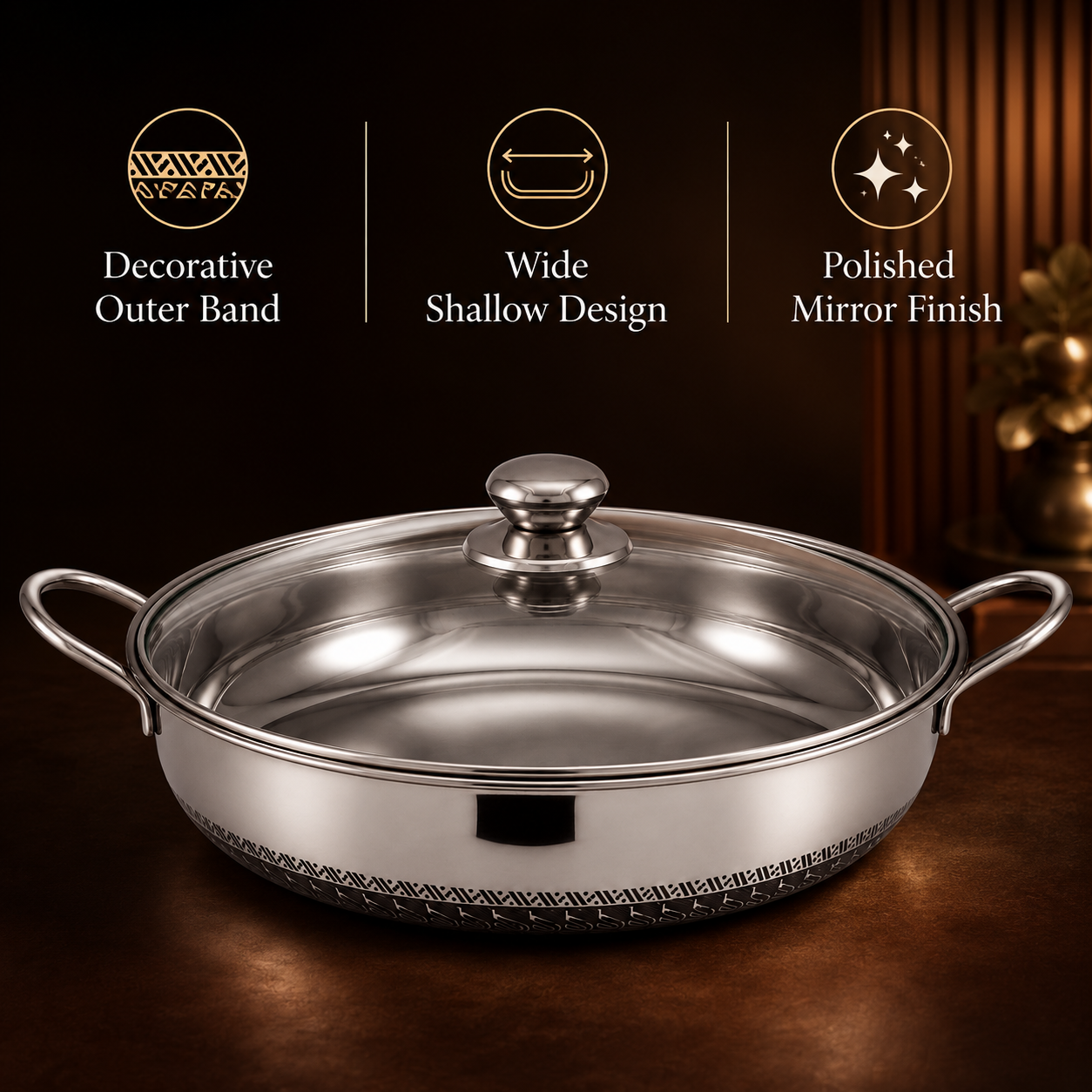 Stainless Steel Serving Casserole Dish with Glass Lid and Side Handles – Insulated Hot Pot for Curry, Rice and Food Serving - Image 3