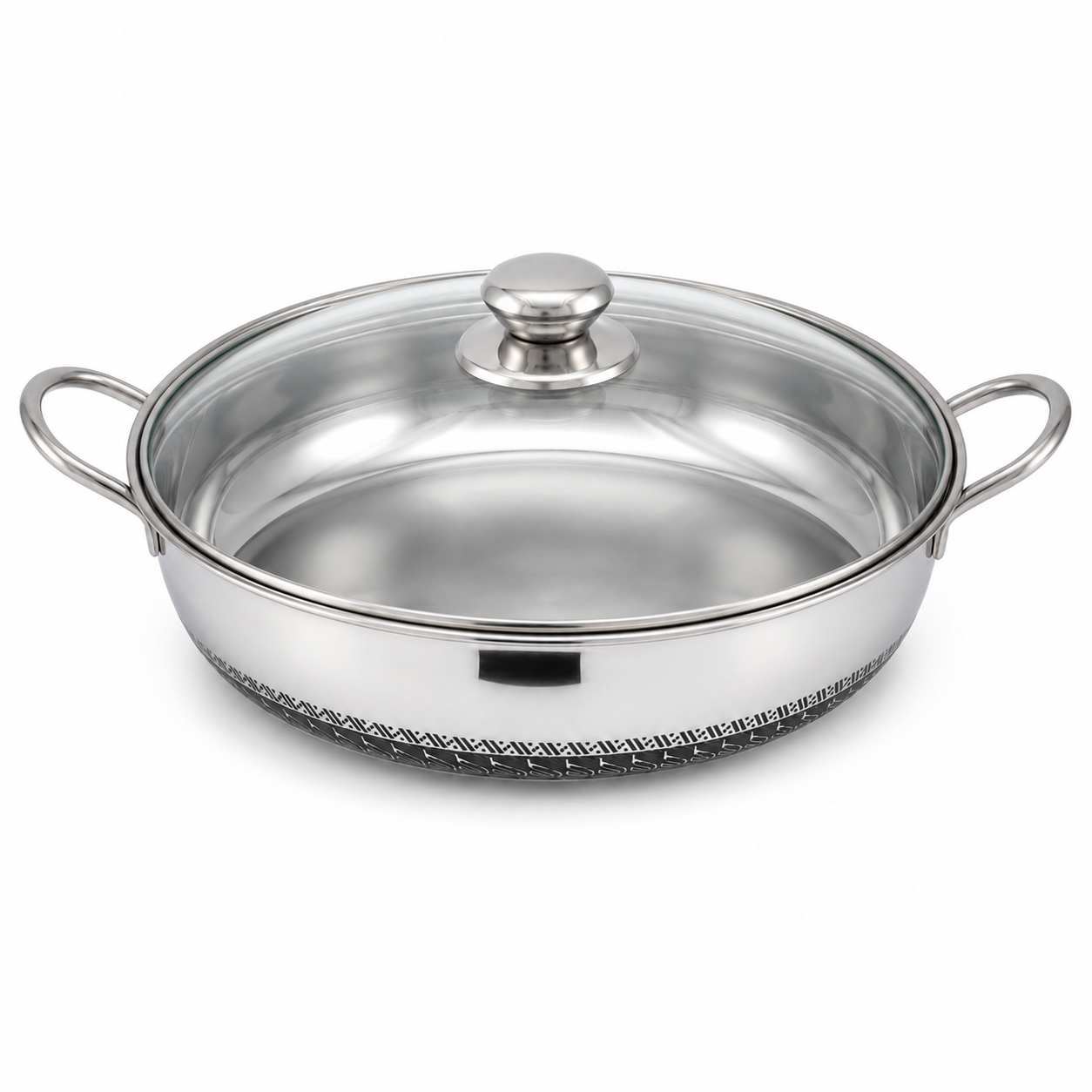 Stainless Steel Serving Casserole Dish with Glass Lid and Side Handles – Insulated Hot Pot for Curry, Rice and Food Serving