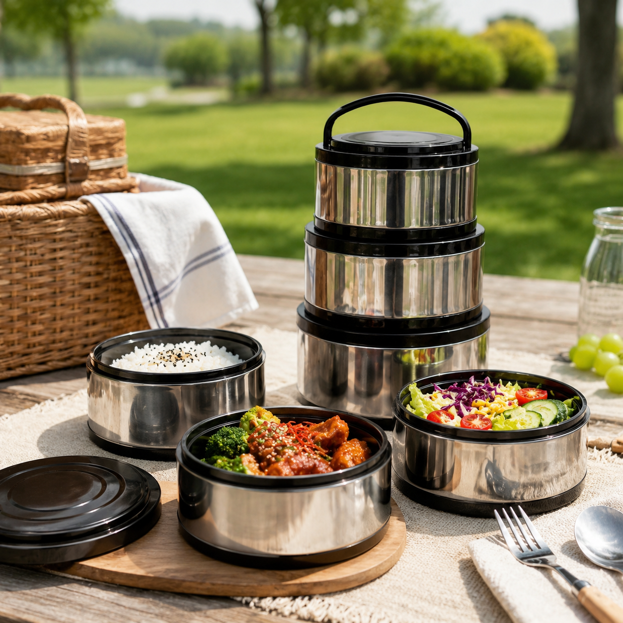 3-Piece Stainless Steel Insulated Hot Pot Set – 2L, 4L & 8L Thermal Food Warmer Containers with Lids and Handles - Image 8